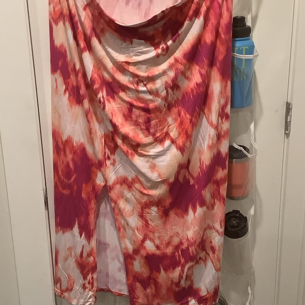 Red and White Tie-Dye Dress